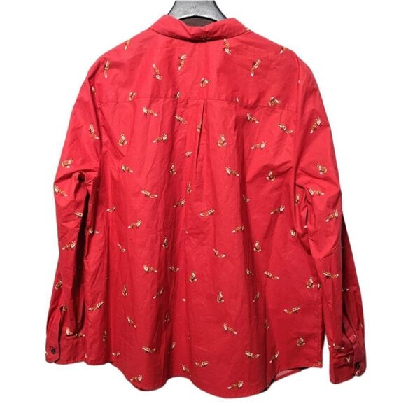 CHARTER CLUB Fox Print Cotton Button Up Shirt XXL - Picture 7 of 9
